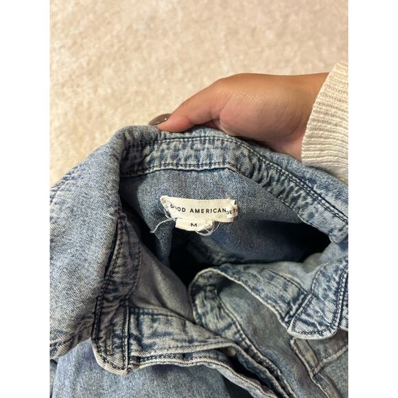 GOOD AMERICAN Easy Shirt In Indigo Size Medium - Picture 5 of 9